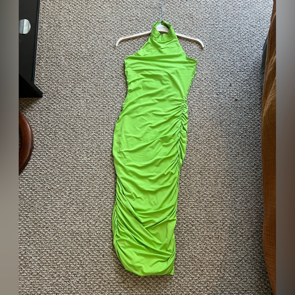 Superdown Lime Green Halter Top Midi Dress
